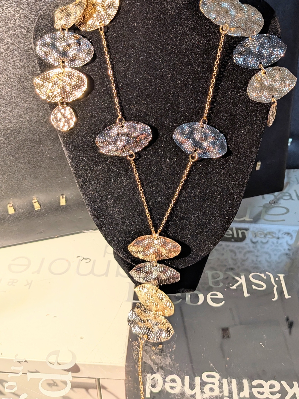 Gold Toned Multi-Disc Layered Necklace And Earrings.  Fun And Flirty